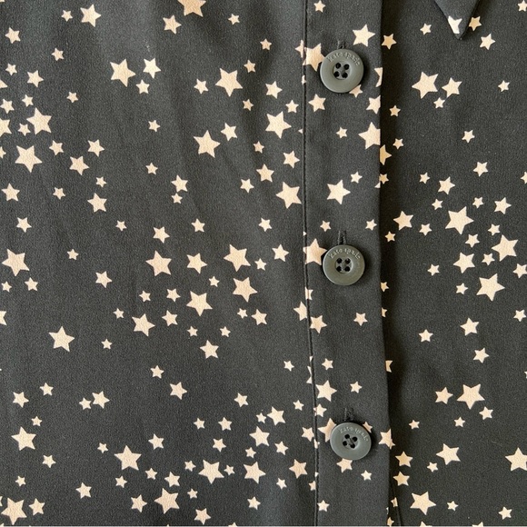 Kate Spade Black Scattered Stars Button Front Shirt Dress Preppy Fit And Flare 4 - Picture 3 of 9